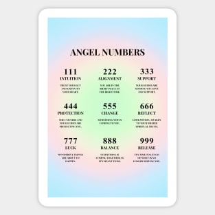 Angel Numbers Chart Rainbow Aura Sticker